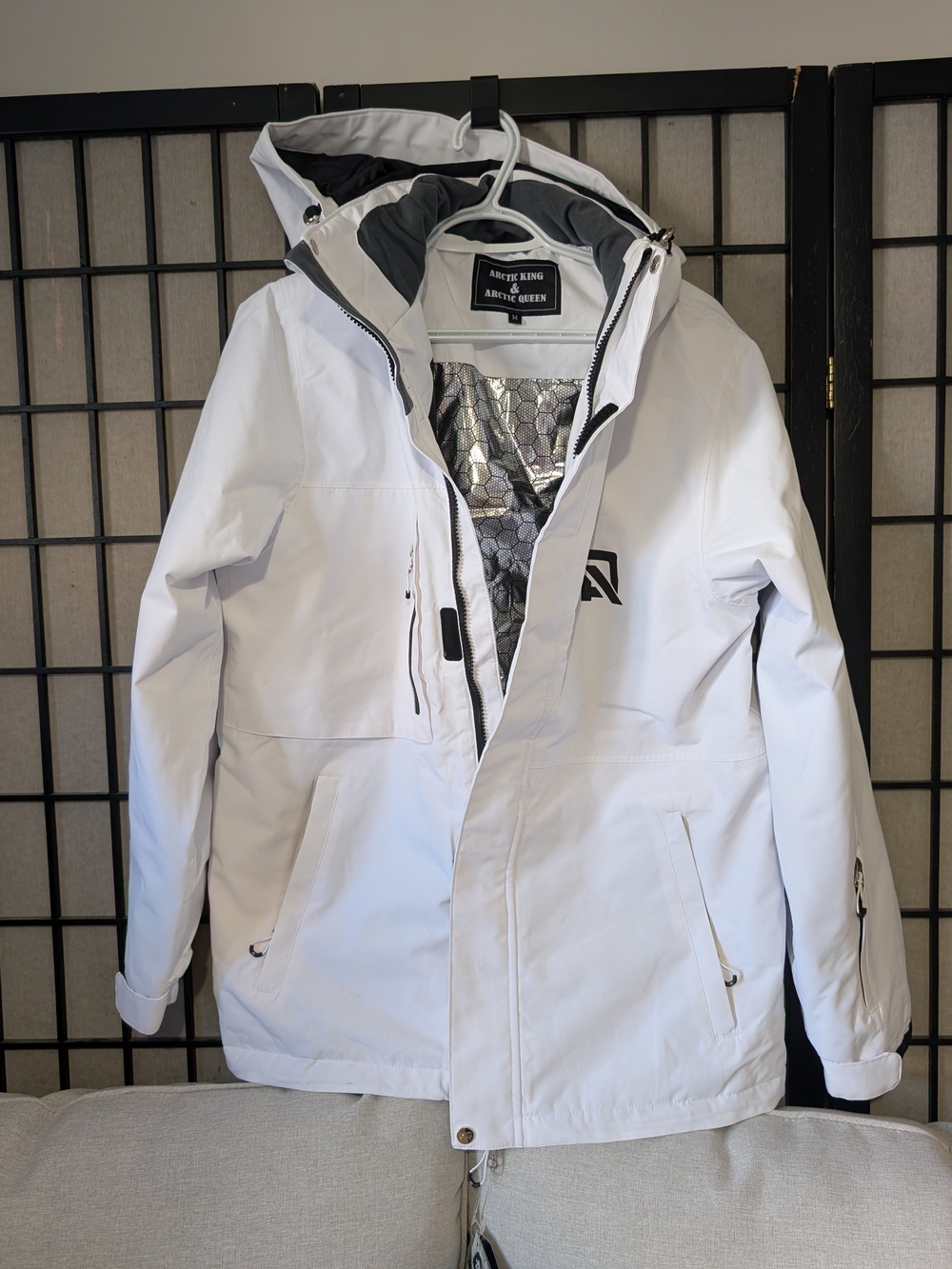 White Hooded Ski Jacket And Skipants Sz S-M